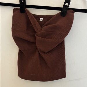 Brown Knitted Headband with Bow